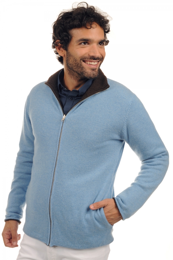 Cashmere & Yak men waistcoat sleeveless sweaters vincent natural marron azur blue chine 3xl